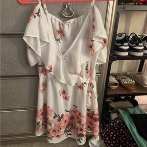 Floral Ruffle Dress with Pink and White Design